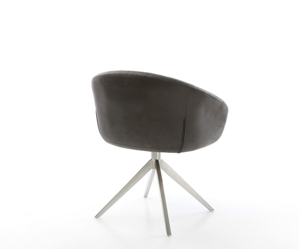 Dining Chair Vinka Microfiber Anthracite Vintage Cross Base 360° Swivel With Rocking Function Silver Pocket Springs