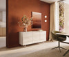 Sideboard Cuor 150cm Ceramic Travertino Bianco 3 Doors Acryl Feet