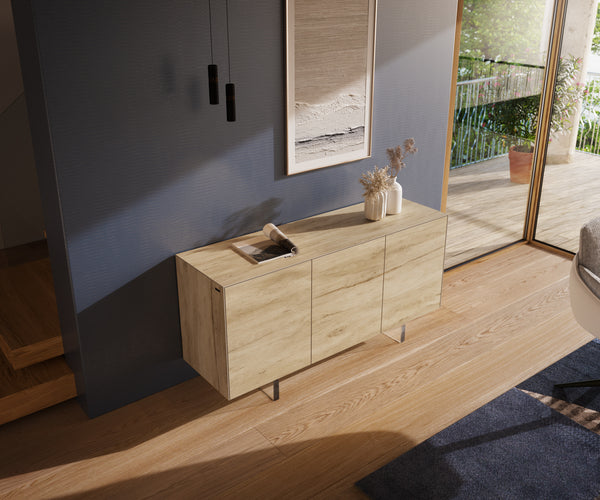 Sideboard Cuor 150cm Ceramic Sabbia Oak 3 Doors Acryl Feet