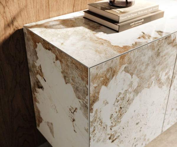 Sideboard Cuor 150cm Ceramic Minas Melange 3 Doors Acryl Feet