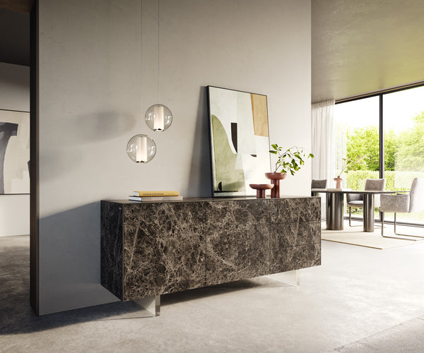 Sideboard Cuor 180cm Ceramic Emperador Extra Lucidato 2 Doors 3 Drawers Acryl Feet