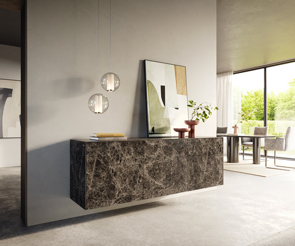 Floating Sideboard Cuor 180cm Ceramic Emperador Extra Lucidato 2 Doors 3 Drawers