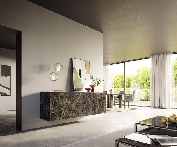 Floating Sideboard Cuor 180cm Ceramic Emperador Extra Lucidato 2 Doors 3 Drawers