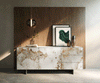 Sideboard Cuor 180cm Ceramic Minas Melange 2 Doors 3 Drawers Narrow Feet Silver