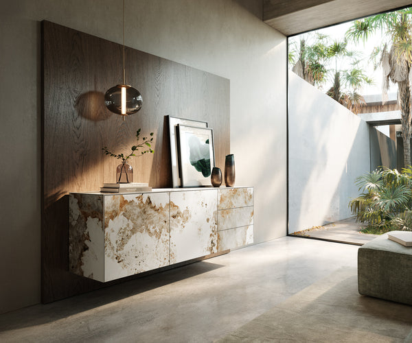 Floating Sideboard Cuor 180cm Ceramic Minas Melange 2 Doors 3 Drawers