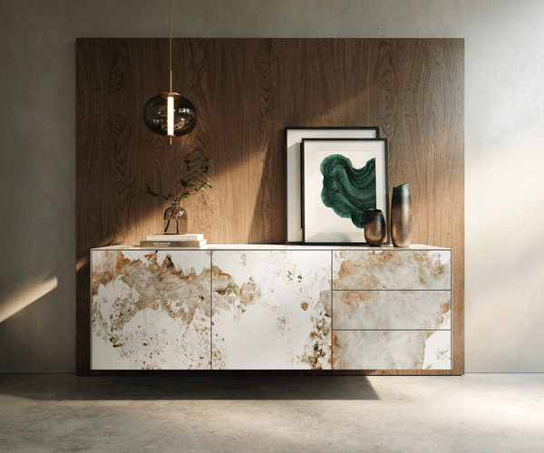 Floating Sideboard Cuor 180cm Ceramic Minas Melange 2 Doors 3 Drawers