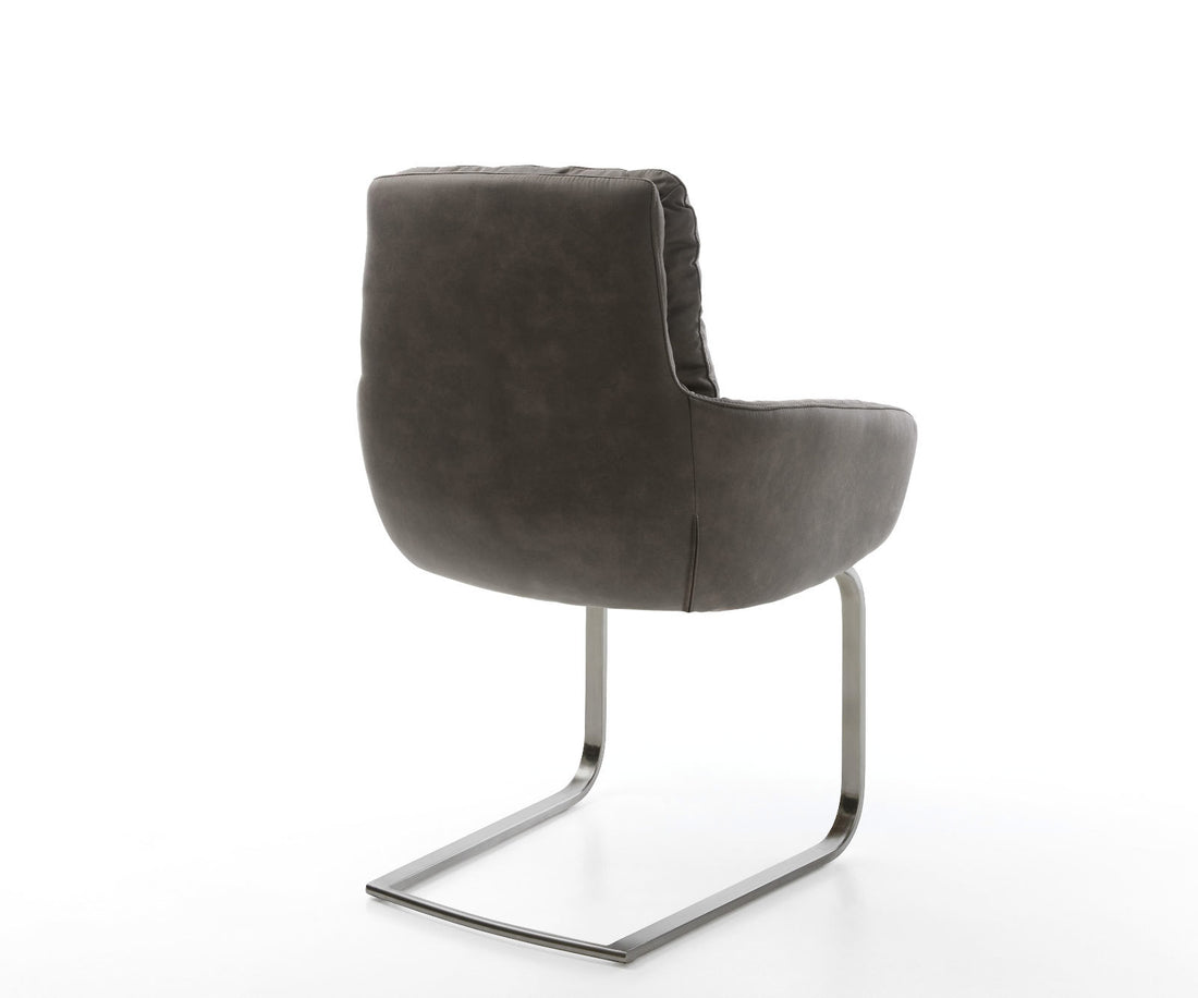 Dining Chair Abelia Microfiber Anthracite Vintage Cantilever Flat Base Graphite