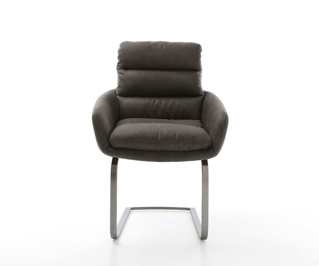 Dining Chair Abelia Microfiber Anthracite Vintage Cantilever Flat Base Graphite