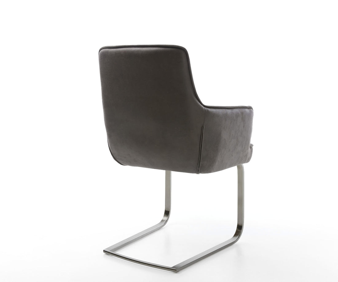 Dining Chair Heira Microfiber Anthracite Vintage Cantilever Flat Base Graphite Pocket Springs