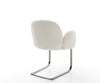 Dining Chair Nube Bouclé White Cantilever Flat Base Graphite Pocket Springs