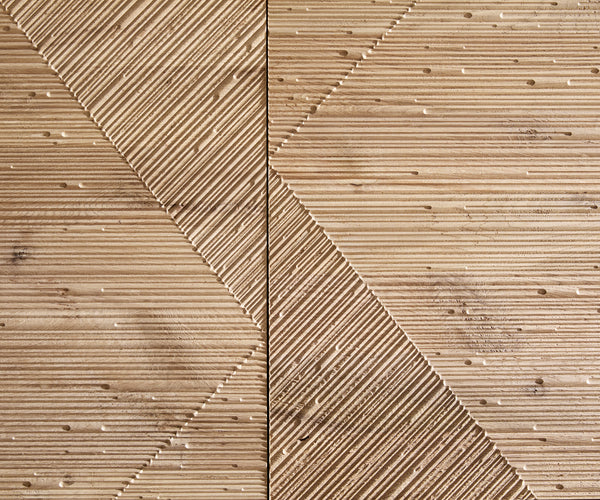 TV Stand Tereos 220cm Oak Wood Natural 4 Doors Square Feet Silver