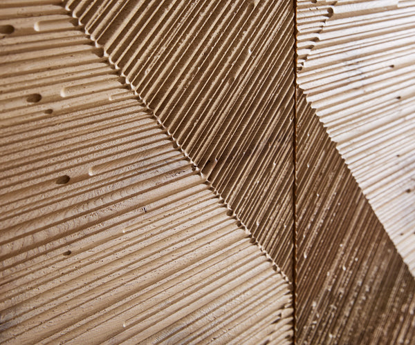 TV Stand Tereos 220cm Oak Wood Natural 4 Doors Square Feet Silver