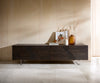 TV Stand Tereos 220cm Ash Wood Dark Brown 4 Doors Acryl Feet