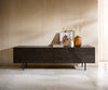 TV Stand Tereos 220cm Ash Wood Dark Brown 4 Doors 4 Legs Black