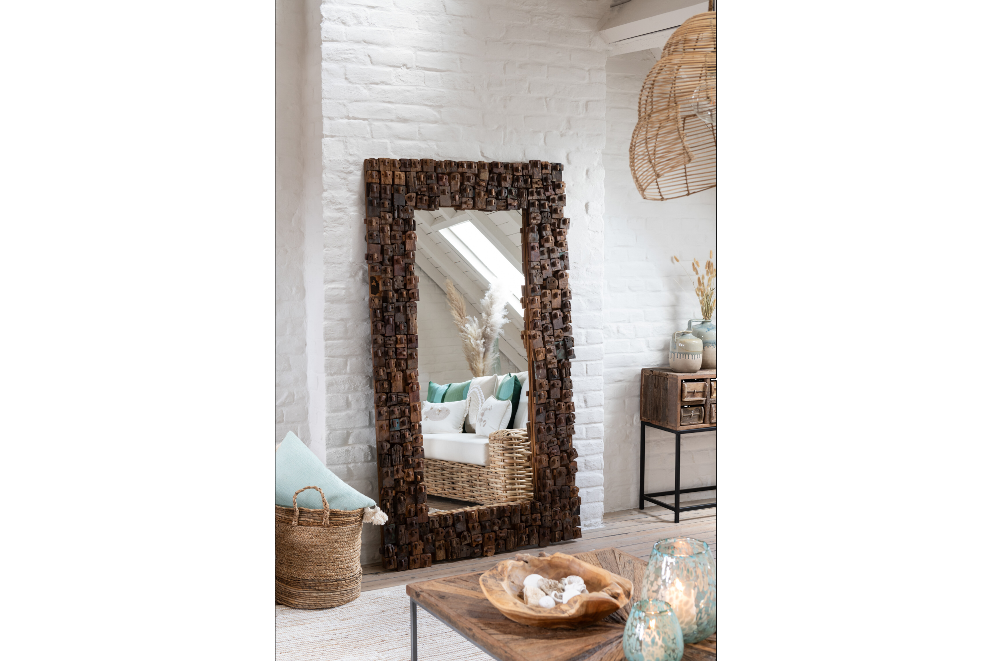 Mirror Syma 180cm Recycled Wood Natural