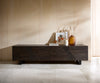 TV Stand Tereos 220cm Ash Wood Dark Brown 4 Doors Square Feet Black