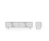 TV Stand Tereos 220cm Ash Wood Dark Brown 4 Doors Square Feet Black