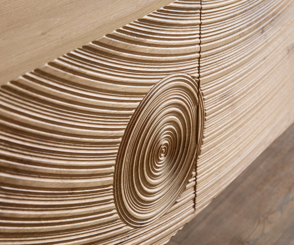 Sideboard Ashara 200cm Oak Wood Natural 4 Doors Angled Feet Silver