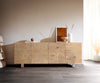 Sideboard Ashara 200cm Oak Wood Natural 4 Doors Square Feet Silver
