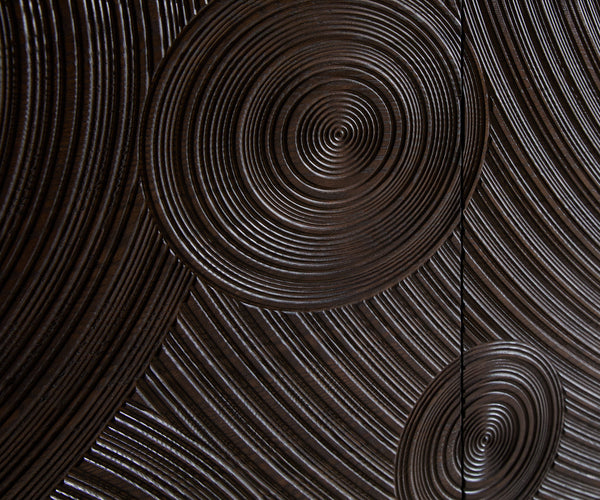 Sideboard Ashara 200cm Ash Wood Dark Brown 4 Doors Square Feet Black