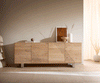 Sideboard Tereos 200cm Oak Wood Natural 4 Doors Square Feet Silver