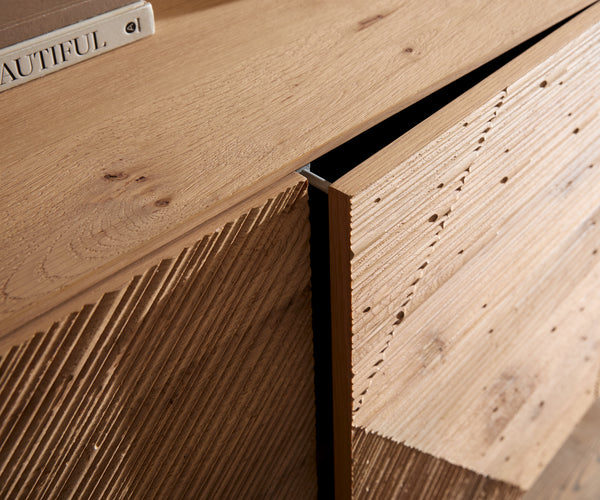 Sideboard Tereos 200cm Oak Wood Natural 4 Doors Square Feet Black