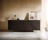 Sideboard Tereos 200cm Ash Wood Dark Brown 4 Doors Acryl Feet