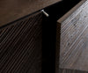 Sideboard Tereos 200cm Ash Wood Dark Brown 4 Doors Square Feet Black