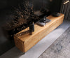 TV Stand Shavani 220cm 4 Doors Acacia Wood Natural Oval Feet Black