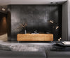 TV Stand Shavani 220cm 4 Doors Acacia Wood Natural Oval Feet Silver