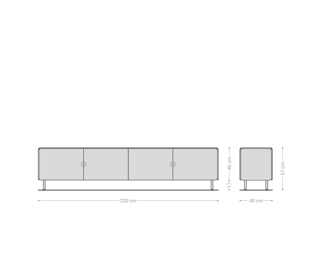TV Stand Shavani 220cm 4 Doors Acacia Wood Natural 4 Legs Black