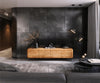 TV Stand Shavani 200cm 4 Doors Acacia Wood Natural 4 Legs Black