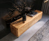 TV Stand Shavani 175cm 2 Doors 2 Drawers Acacia Wood Natural Oval Feet Black