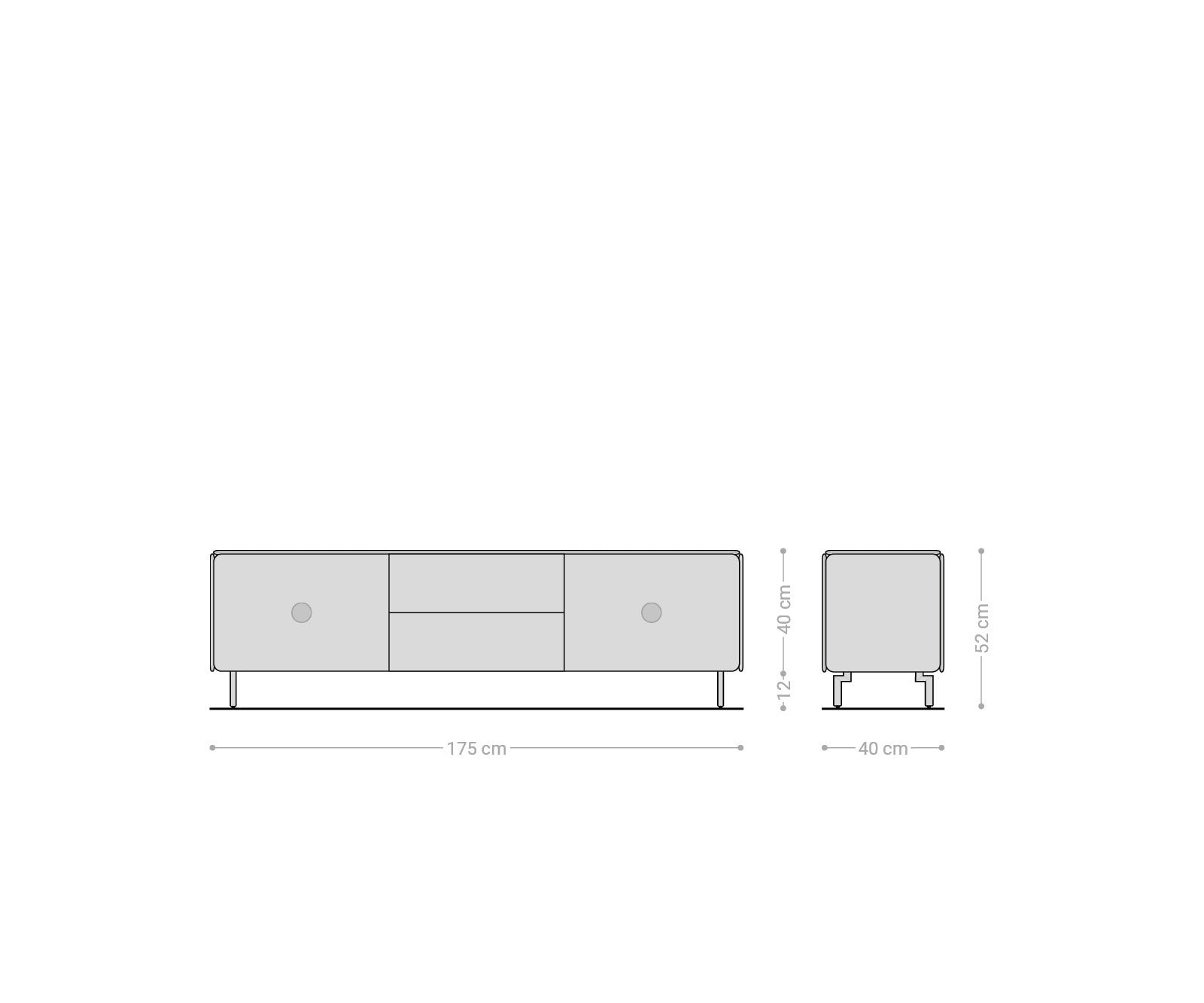 TV Stand Shavani 175cm 2 Doors 2 Drawers Acacia Wood Natural Oval Feet Silver
