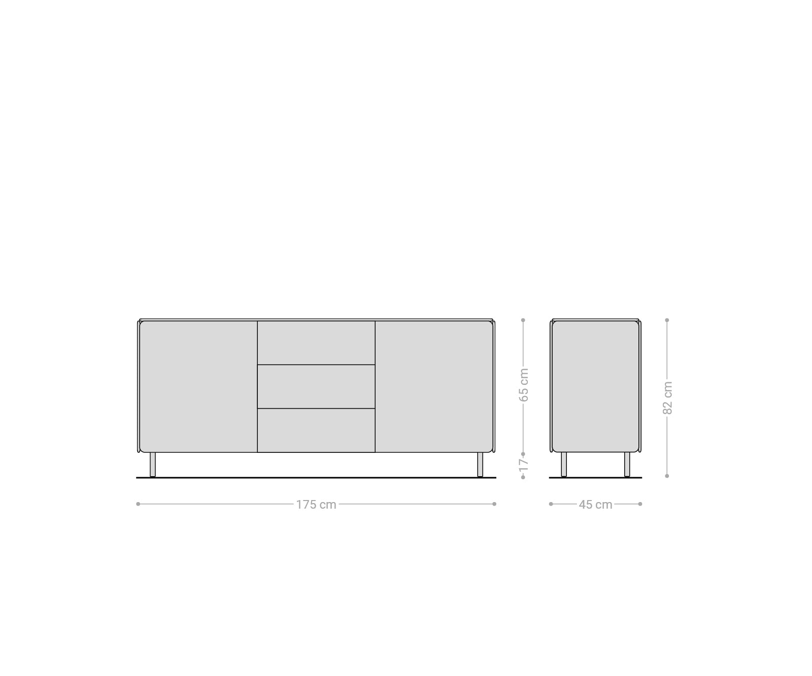 Sideboard Shavani 175cm 2 Doors 3 Drawers Acacia Wood Natural 4 Legs Black