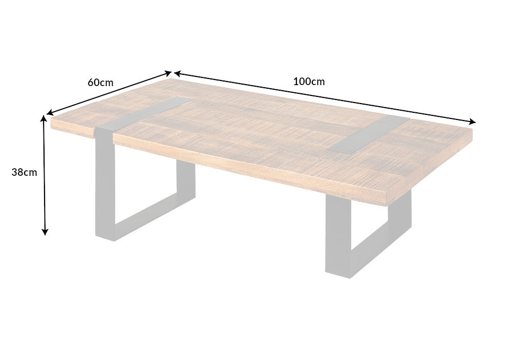 Coffee Table Blacksmith Asymmetrical 100cm Mango Wood Natural
