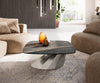 Boat Coffee Table Aurora 90x90cm Ceramic Noir Desir Brown Parabi Frame Stainless Steel Silver