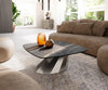 Boat Coffee Table Aurora 90x90cm Ceramic Noir Desir Brown Parabi Frame Stainless Steel Silver