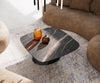 Boat Coffee Table Aurora 90x90cm Ceramic Noir Desir Brown Parabi Frame Metal Black