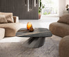 Boat Coffee Table Aurora 90x90cm Ceramic Noir Desir Brown Parabi Frame Metal Silver