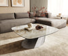 Boat Coffee Table Aurora 90x90cm Ceramic Minas Melange Beige Parabi Frame Stainless Steel Silver
