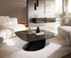 Boat Coffee Table Aurora 90x90cm Ceramic Emperador Extra Lucidato Parabi Frame Metal Black