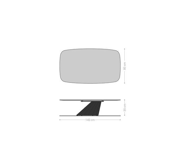 Boat Coffee Table Aurora 140x80cm Ceramic Emperador Extra Lucidato Parabi Frame Metal Silver