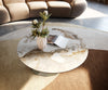Round Coffee Table Aurora 90x90cm Ceramic Minas Melange Beige Parabi Frame Metal Titanium