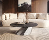 Round Coffee Table Aurora 100x100cm Ceramic Noir Desir Brown Parabi Frame Stainless Steel Silver