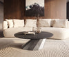 Round Coffee Table Aurora 100x100cm Ceramic Noir Desir Brown Parabi Frame Metal Silver
