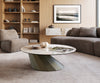 Round Coffee Table Aurora 100x100cm Ceramic Minas Melange Beige Parabi Frame Metal Titanium