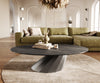 Oval Coffee Table Aurora 140x80cm Ceramic Noir Desir Brown Parabi Frame Stainless Steel Silver