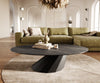 Oval Coffee Table Aurora 140x80cm Ceramic Noir Desir Brown Parabi Frame Metal Black
