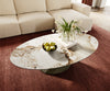 Oval Coffee Table Aurora 140x80cm Ceramic Minas Melange Beige Parabi Frame Metal Titanium